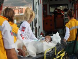 Ambulans helikopter, yanan çocuk için uçtu 